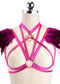 Colorful Goth Punk Harness Feather Lingerie Prom Show Bra