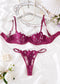 Lace Embroidery Mesh See-through Sexy Lingerie Set