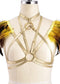 Colorful Goth Punk Harness Feather Lingerie Prom Show Bra