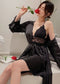 Black Silk Satin Lace Baby doll Lingerie Set