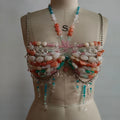 2025 Handmade Summer Female Gemstone Multicoloured Halterneck Bra Top Body Chain Bralette Sexy Crystal Beaded Bikini