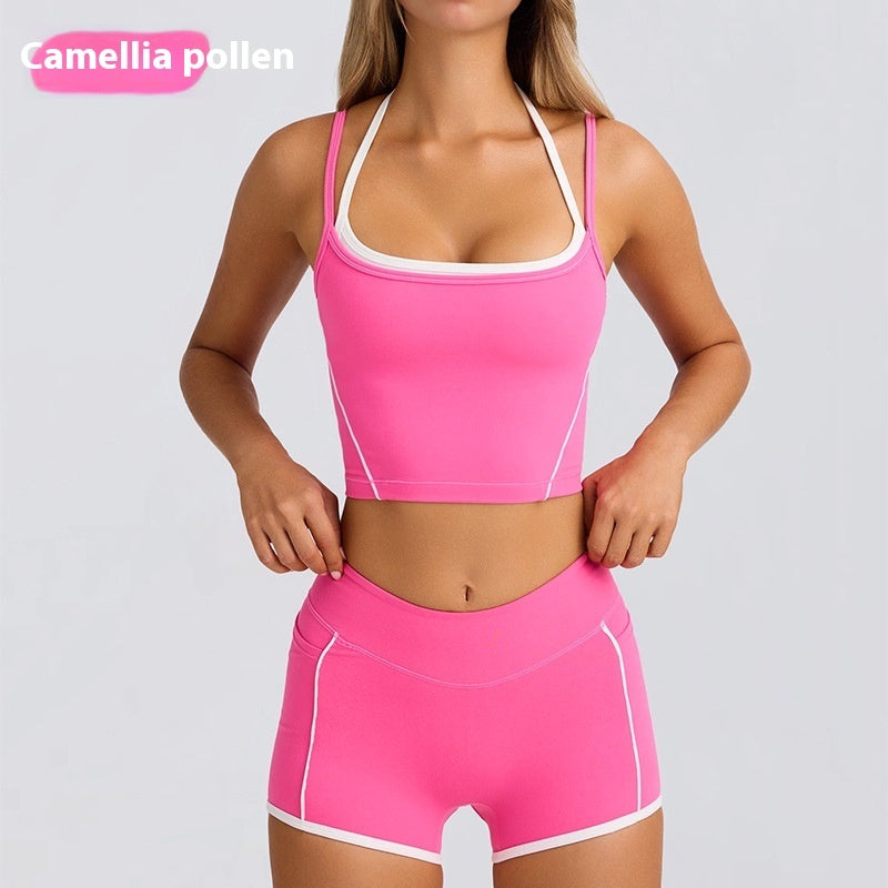 Sports Underwear Vest Shorts Spaghetti Strap Bra Yoga Suit