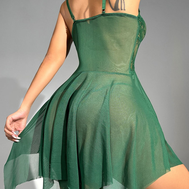 Lace Pajamas Lingerie See-through Dress Ladies' Mesh Slip Nightdress