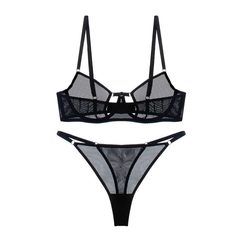 Ultra-thin See-through Strap French Underwear Female Bra Set