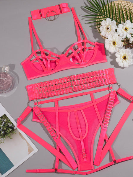 Gather Chest Strap Hollowed Out Lingerie For Women