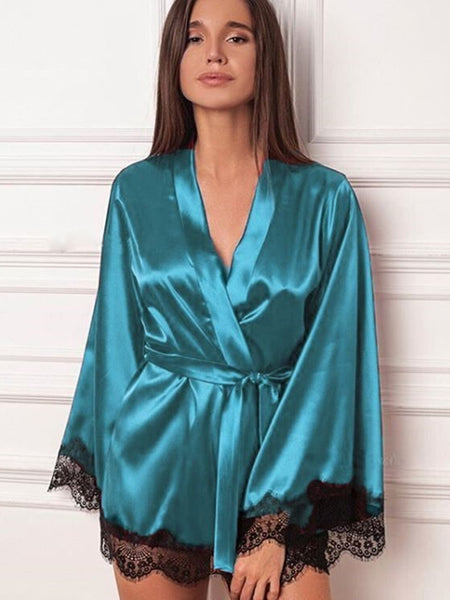 Ladies Sexy Lingerie Silk Lace Nightdress Pajamas