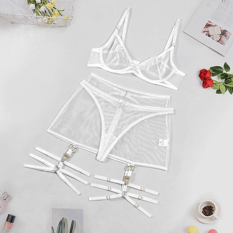 Women's Striped Mesh Gathered For Fun Lingerie
