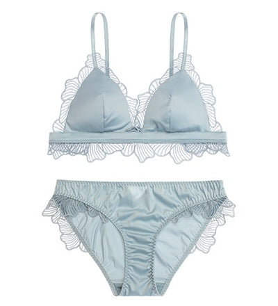 French Thin Lingerie Seamless Smooth Satin Comfort Silky Bra Set