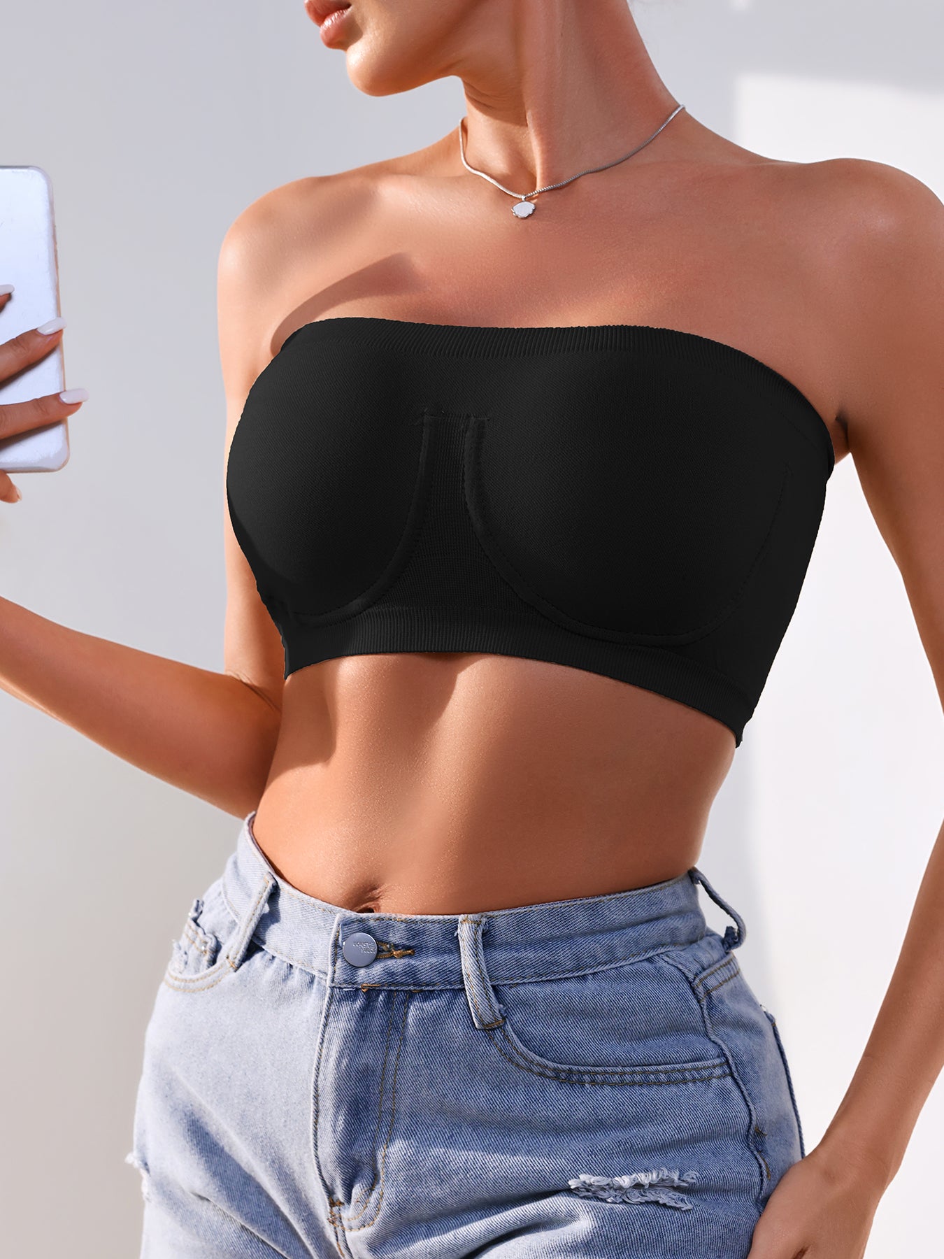 3PCS EssElegance Strapless Seamless Bandeau Tube Bra - Wire-Free Non-Slip Design, High-Stretch & Breathable For Backless Dresses, Daily Comfort