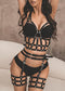 Leather Garment Adjustable Bondage Black Lingerie Set