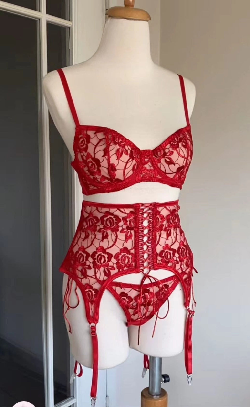 Lace Cutout Bandage Small Breast Size Exaggerating Bra Uniform Temptation Red Suit