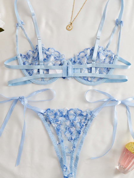 Sling Snowflake Embroidery See-through Lace Hollow Sexy Lingerie