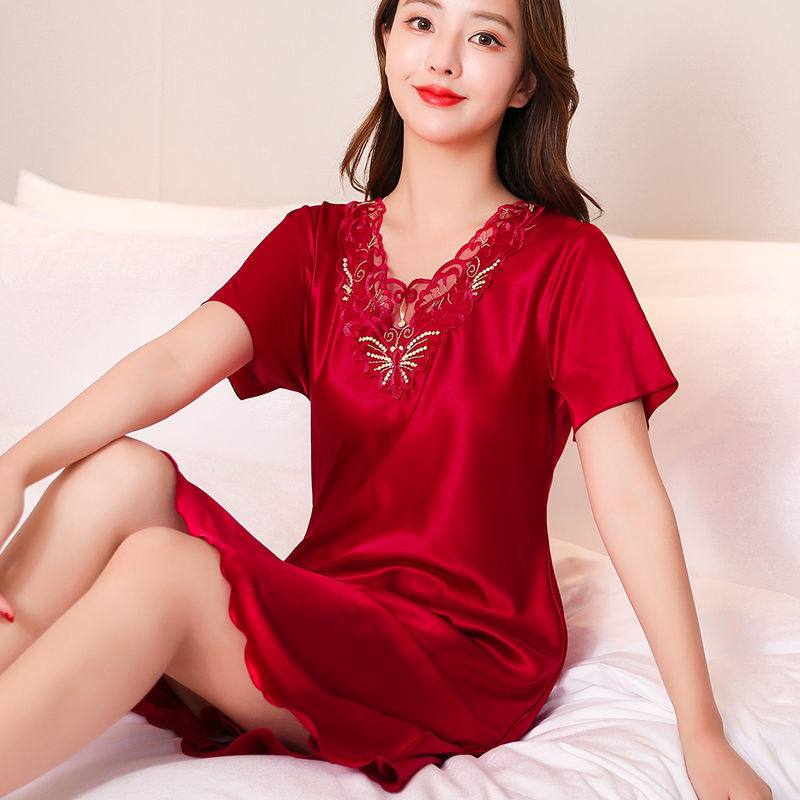Summer Ice Silk Lace Female Sexy Nightdress