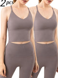 2-Pack Women's Yoga Sports Bra Medium-High Support  Seamless Naked Feel
