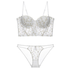 Vintage Embroidered Lingerie Thin Push Up Bra